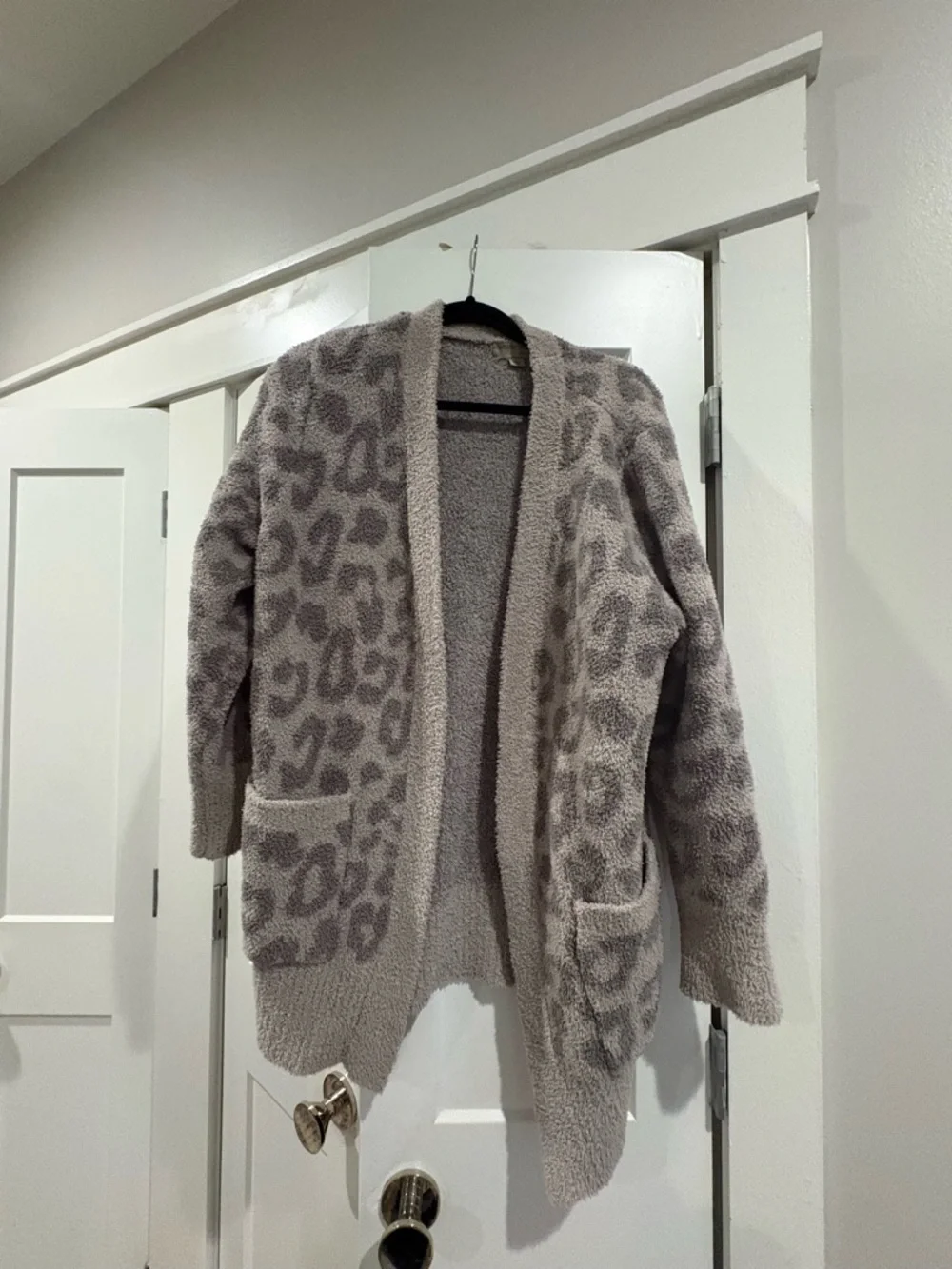 Barefoot Dreams Taupe Leopard Open-Front Cardigan - Picture 3 of 4